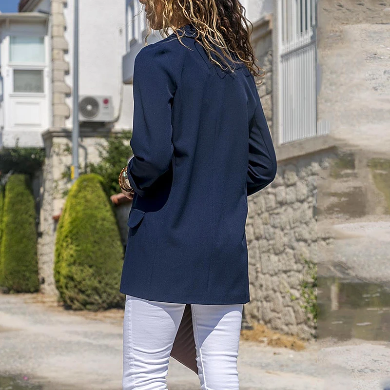 2019 Work Ol Suit Women Office Long Sleeve Blazer Notched Outfits Female Autumn Summer ladies Suits Blue Black Red