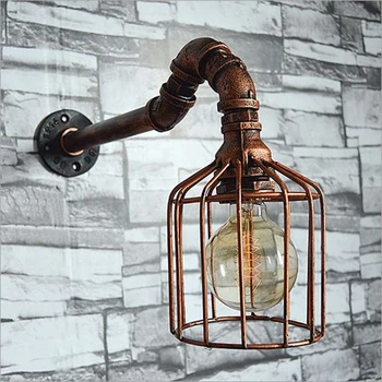 

Bird Cage Retro Iron Wall Lamp Metal Water Pipe Lamp 110V 220V Handmade Industrial Wind Decorative Wall Sconce Bracket Light