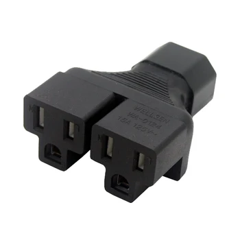 

WA0124 AC PLUG CONVERTER IEC 320 C14 to 2x Nema 5-15R Y splitter adapter C14 to Nema 5-15R