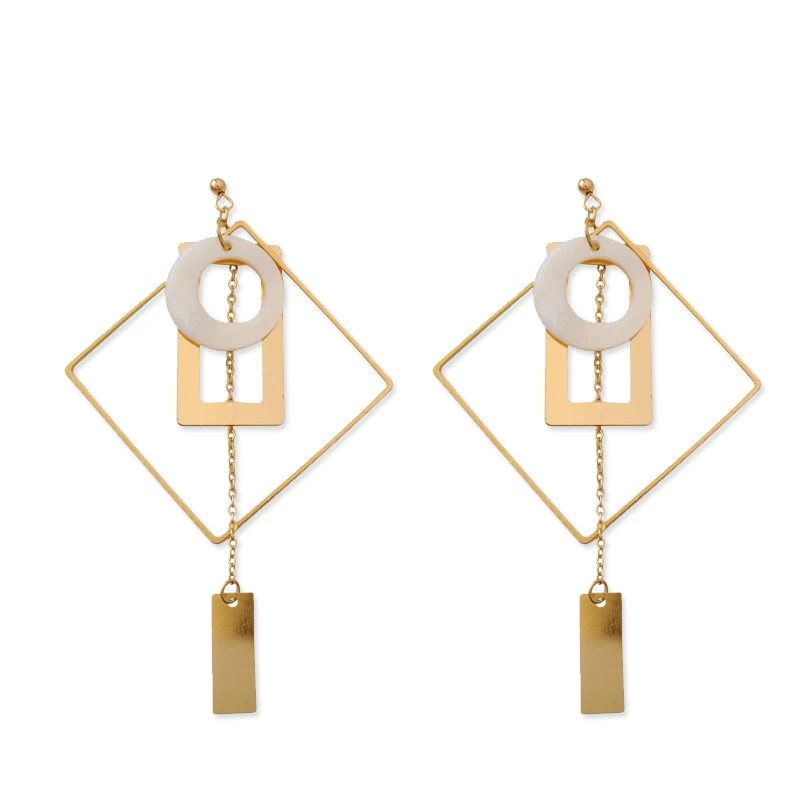 

Statement Geometric Long Clip Earrings No Pierced Hyperbole Minimalist Big Hollow Squre Earrings Rounds Earrings Non Piercing