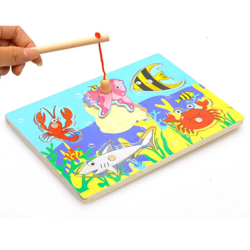 

Children Fishing Toy Kids Educational Wooden Magnetic 3D Funny Fishing Game Toys Exercise Baby's Patience Outdoor Toy 1
