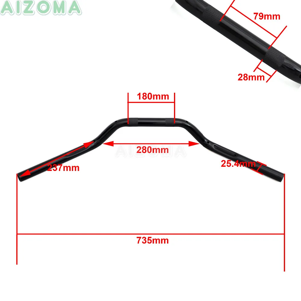 Черные мотоциклетные " трекер Руль управления для мотоциклов натяжитель 25,4 мм ручка бар Harley Dyna Sportster 883 гладить 1200 SuperLow Chopper Bobber