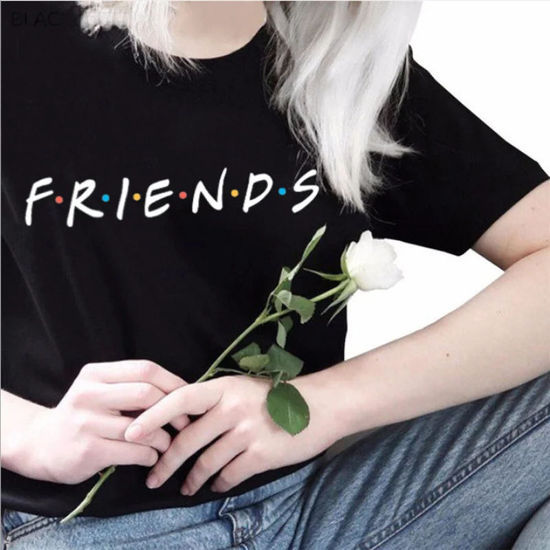 

F*R*I*E*N*D*S Letter Minimalist T-Shirt Women Tshirt Casual Funny T Shirt for Lady Girl Top Tee Hipster Hot Sales
