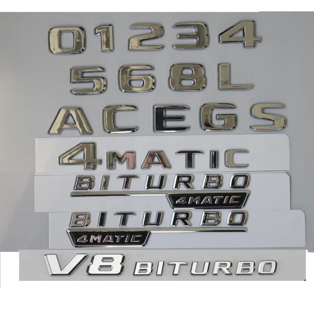 

Chrome Trunk Letters Number Emblems for Mercedes Benz A B C E G S GLS GLK CLK GLE CLS CLA V GLA GLB Class AMG 4MATIC Symbols