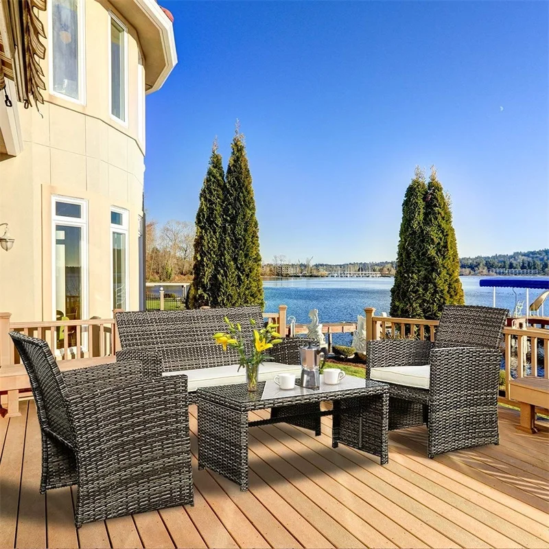 

4 Pcs Outdoor Garden Sofa Furniture Set High Quality Modern Beach Table and Chair Furniture HW50276