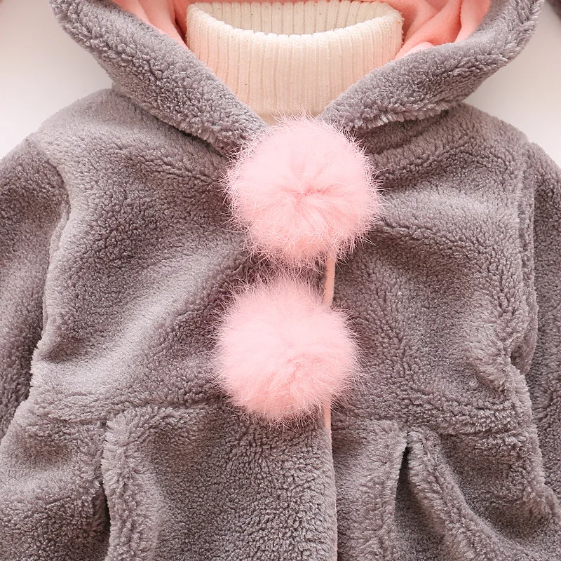 Baby Girls Coat Winter Spring Baby Girls Princess Coat Jacket Rabbit Ear Hoodie Casual Outerwear for girl Infants clothing