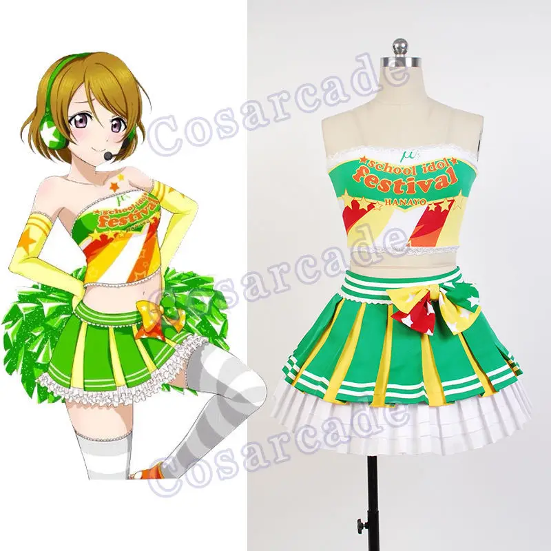 أحب لايف! المشجع hanayo كويزومي تأثيري زي موحد الزي يهتف اللباس هالوين الكرنفال مجموعة كاملة