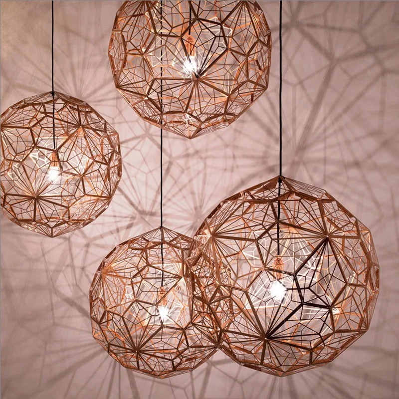 

Creative Art Stainless Steel Sphere Pendant Light Diamond Netted Restaurant Bar Shadow Lamp Decoration Lighting Fixture