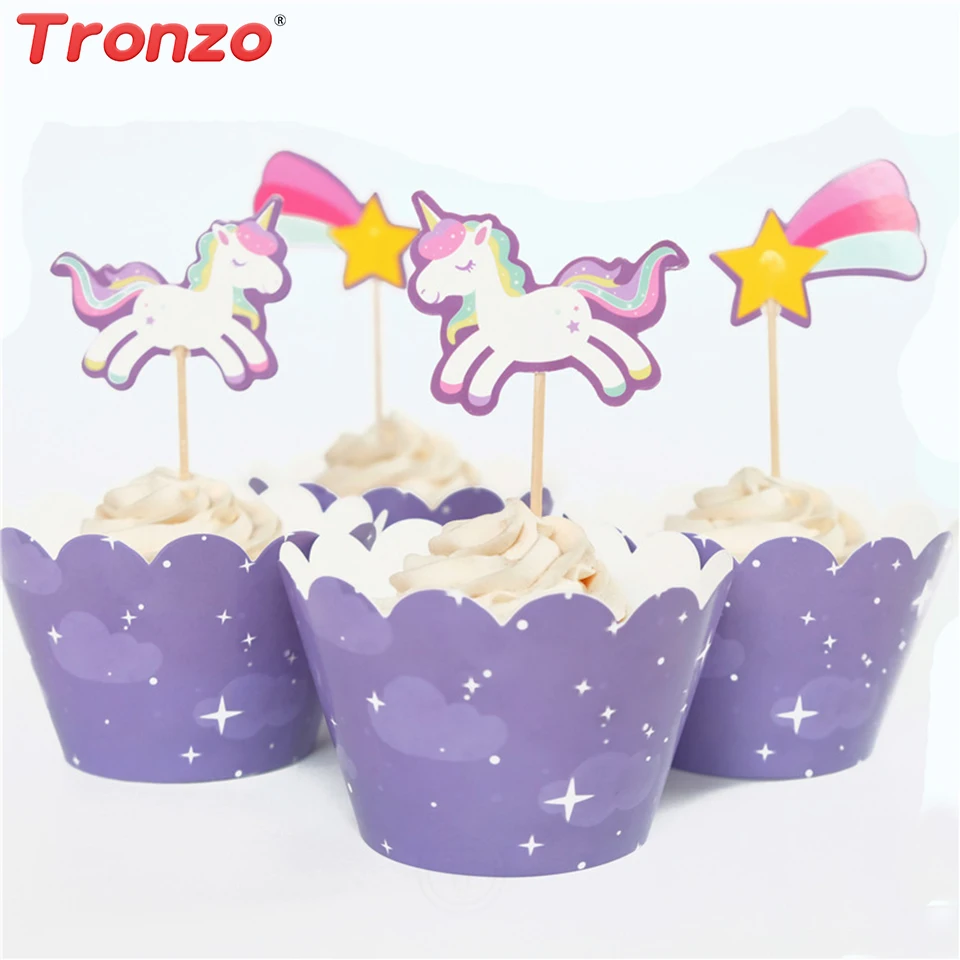 

Tronzo Unicorn Cupcake Topper And Wrapper Unicorn Birthday Party Decorations Kids Rainbow Unicorn Cake Topper Wrappers For Kids