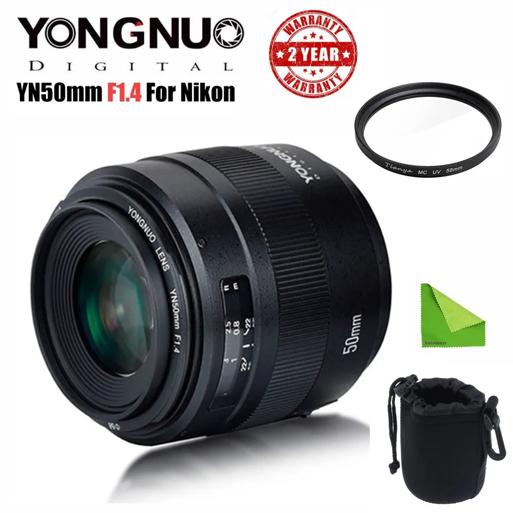 Стандартный основной объектив YONGNUO YN 50 мм F1.4N E AF/MF для Nikon D7500 D7200 D7100 D5600 D5500 D5300 D5200