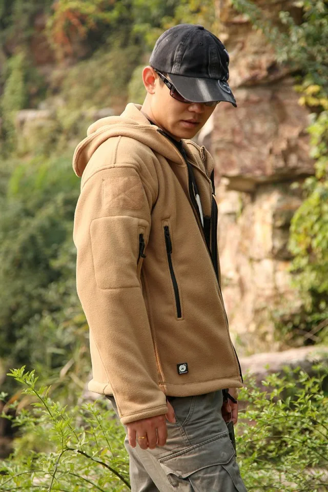 TAD jacket military tactical jacket for men hoodied fleece warm jacket outdoor combat coat army green GRAY BK SAND (12)
