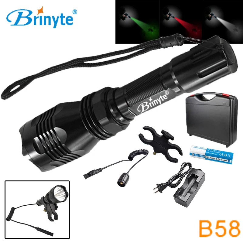 Brinyte B58 High Power Led Military Flashlight Portable Waterproof Torch with Rechargeable 18650 Battery Gun Mount Remote Switch Brinyte B58 High Power Led Military Flashlight Portable Waterproof Torch with Rechargeable 18650 Battery Gun Mount Remote Switch