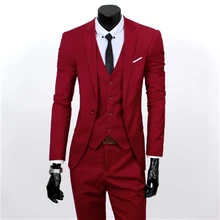  9-Color Men 3-Piece Set ( Jacket + Pant + Vest) Large Size Male Blazer Coat Trousers Waistcoat 6xl Wedding Party Dress 