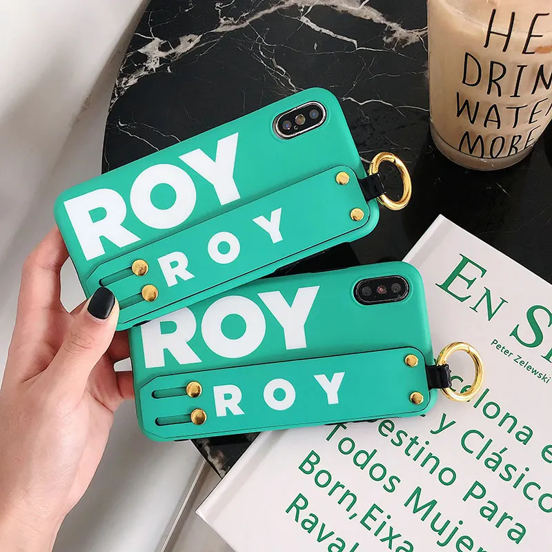 

MA Blue Bottom Letter ROY Fashion Style Soft Silicone Wristband Phone Case For Iphone6 6S Plus 7 8 Plus X XR XS Max Cover