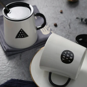 

OUSSIRRO Pure Color Europe Style Mugs With Cover Creative Coffee Cup Kitchen Tool Gift