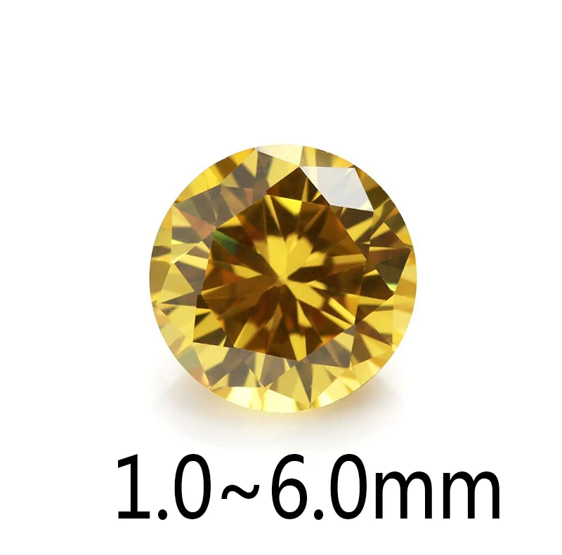 100PCS 1.0mm~6.0mm Round Shape Loose CZ Stone Golden Yellow Color AAAAA Cubic zirconia Synthetic Gems For Jewelry DIY | Украшения и