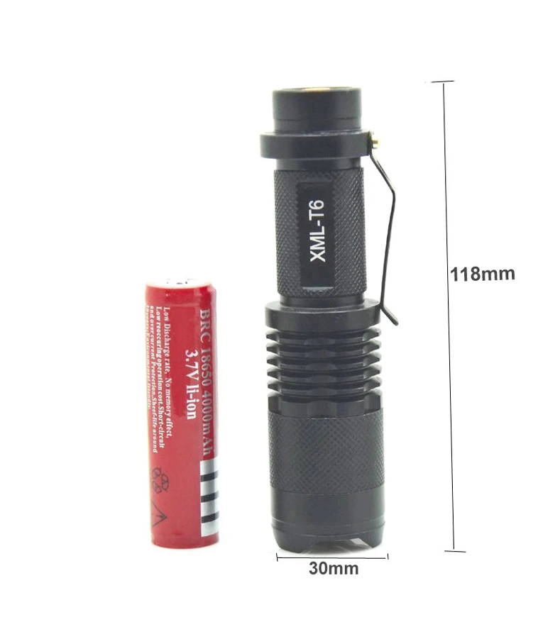 Best Bicycle bike light XM-L T6 2000Lm LED Zoomable 5-Mode mini Torch Waterproof 3.7v rechargeable By 18650 battery 12