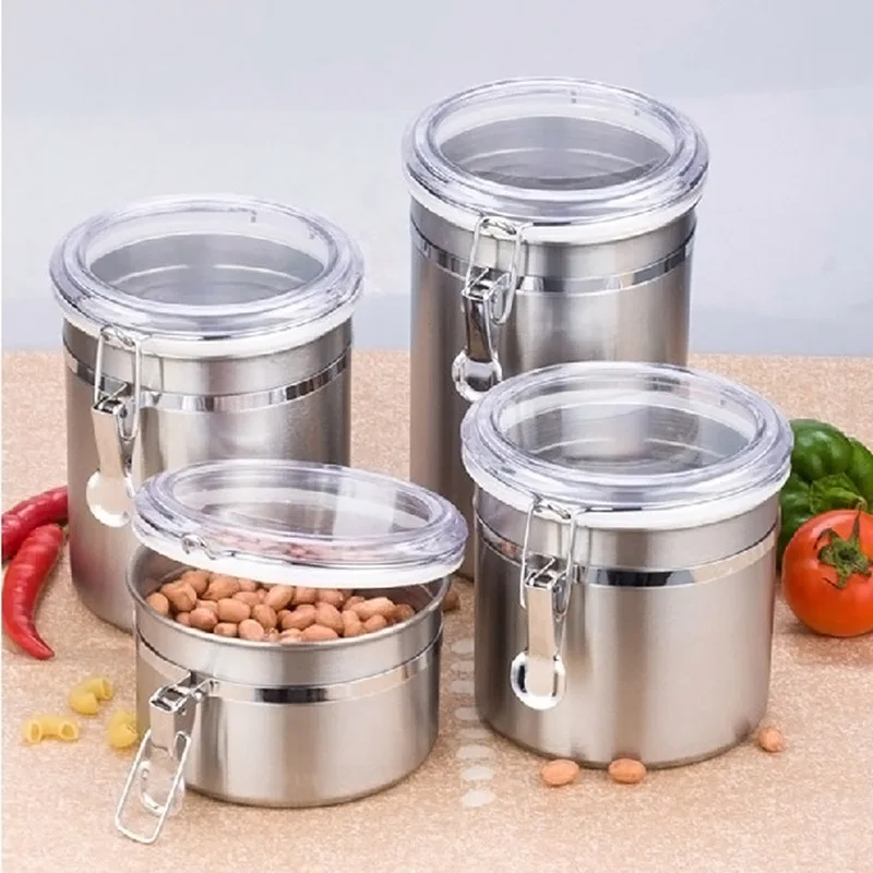 Stainless Steel Airtight Sealed Canister Coffee Flour Sugar Tea