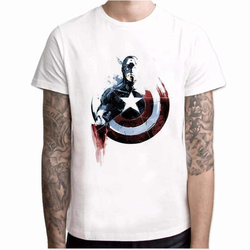

Fashion Captain america T shirt Men Anime Comic T-shirt Short sleeve O-Neck Fashion Marvel Cool Tshirt men hipster Street Tops