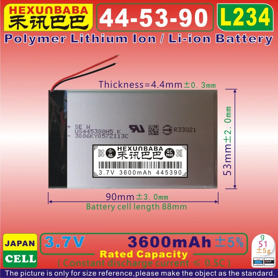 2 шт. [L234] 3 7 V 3600mAh [445390] полимерный литий-ионный/литий-ионный аккумулятор для