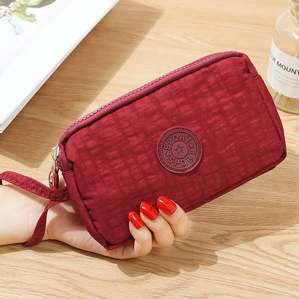 Новое поступление Для женщин, 3 однотонных Слои холст портмоне бумажник с застежкой-молнией чехол-Сумочка для телефона с отделением для подарка - Цвет: 9