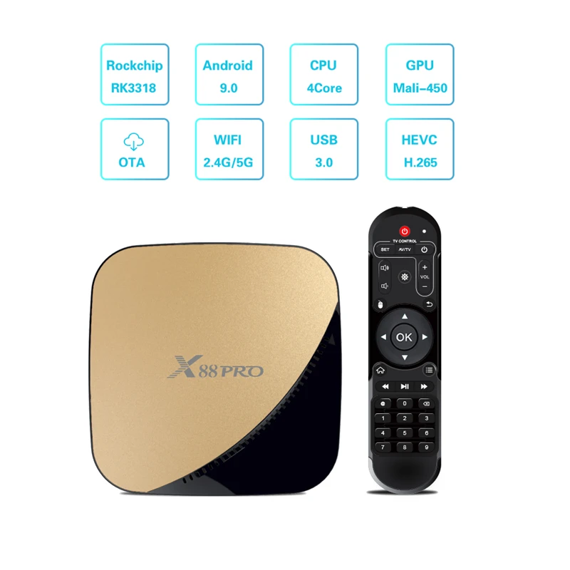 HAAYOT X88 PRO Rockchip RK3318 четырехъядерный Смарт ТВ бокс Android 9 0 2 Гб 16 4G/5G Wifi телеприставка