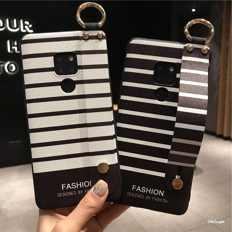 SoCouple Wrist Strap Phone Cases For Huawei Mate 10 Mate 20 Pro P10 plus P20 Pro Lite Nova 3 3i 2s Stripe Pattern Soft TPU Cover (9)