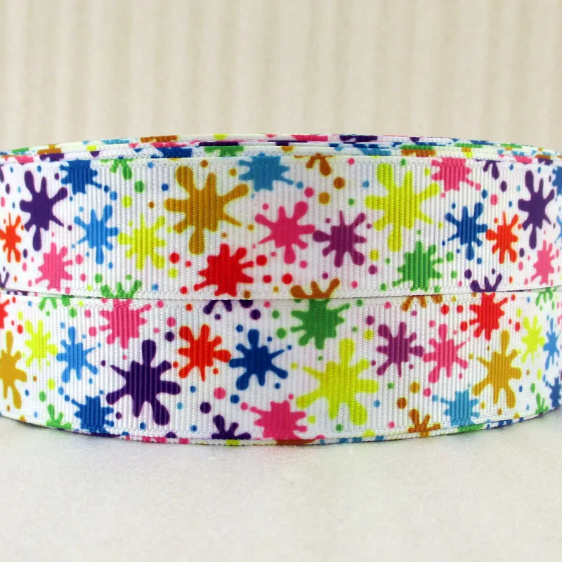 

5Y14929 7/8''(22mm) paint splatter high quality printed polyester ribbon 5 yards, DIY handmade materials, wedding gift wrap