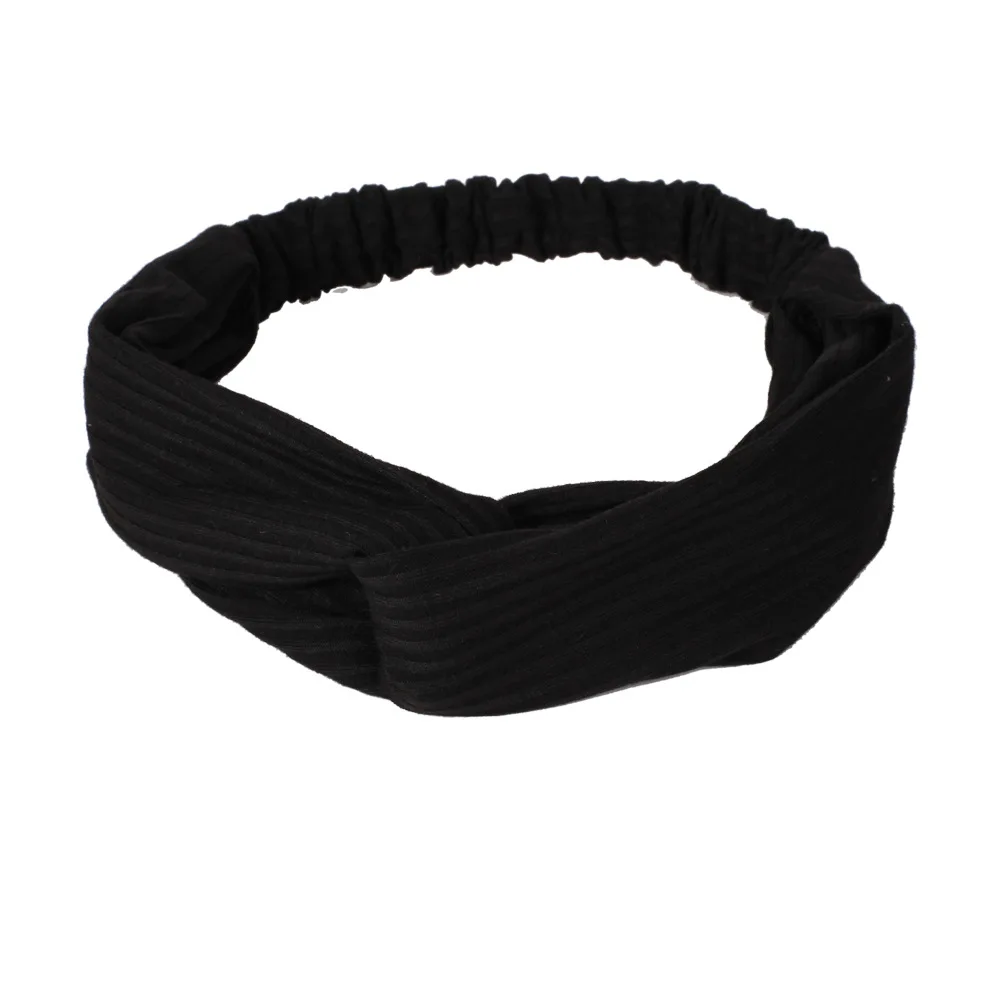 Elastic Cross Classic Color Hair Belt Girl Headband Accessories Black
