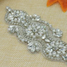 ShiDianYiSilver стразы аппликация пояс невесты кристалл жемчуг ленты свадебная одежда подружки невесты платья 10PCS-RA002-Y