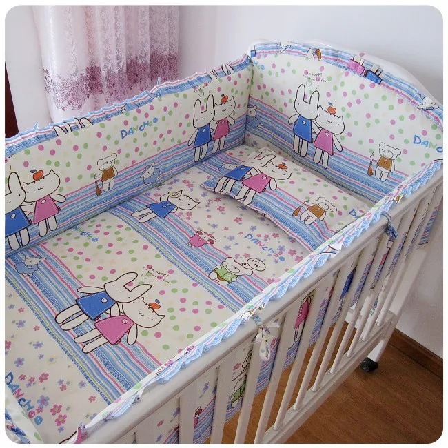 

Promotion! 6PCS baby bedding set curtain crib bumper baby cot sets baby bed (bumper+sheet+pillow cover)