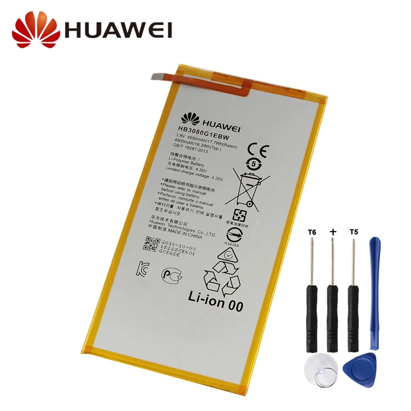 

Original Replacement Battery For Huawei S8 T1-821W/823l M2-803L Honor S8-701W Mediapad M1 8.0 S8-701W HB3080G1EBC 4800mAh