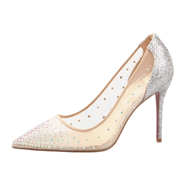 Hot Selling Nude Mesh Multi crystal covered high heels Stiletto heels