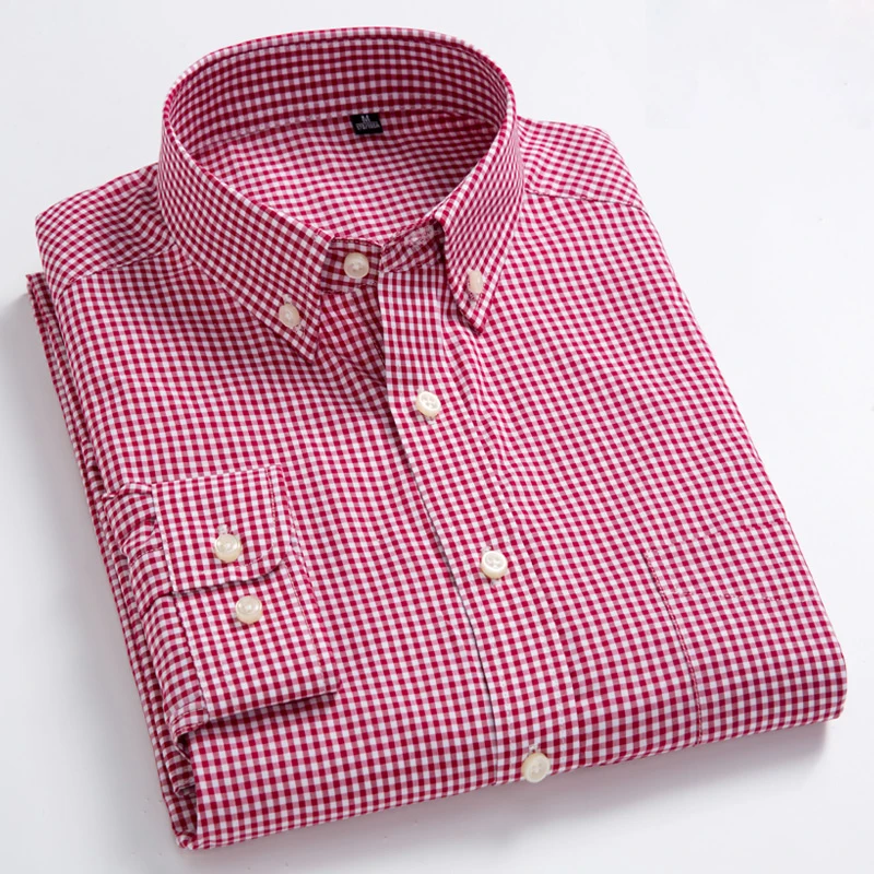 Red and white check shirt men's Clearance