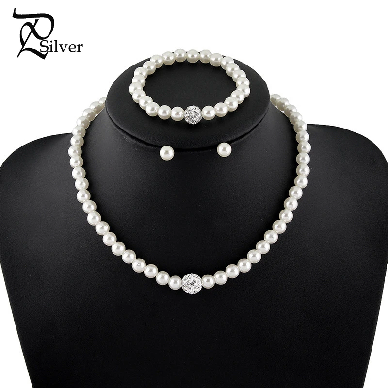 White Shell Faux Pearl Necklace Bracelet Earring Fashion Jewelry Set | Украшения и аксессуары