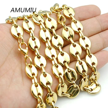 

AMUMIU Classic Gold Color Coffee Beads 11mm Bracelet Necklace Sets For Men Women Trendy Jewelry Fashion Party Gifts HZTZ068