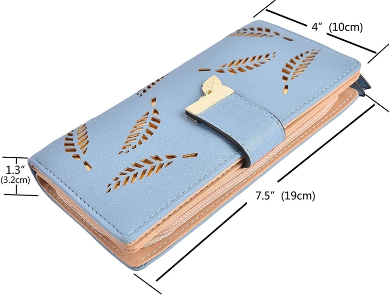 Модный женский кошелек из искусственной кожи с полыми листьями, длинный клатч, держатель для кредитных карт, кошелек