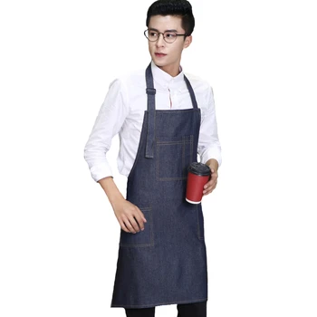 

2017 Aprons With Pocket Denim Simple Cowboy Uniform Unisex Aprons for Woman Men painting cafe Kitchen Chef Waiter Cooking