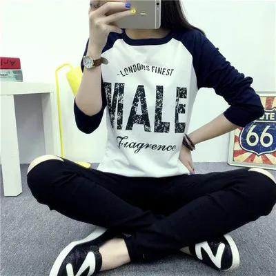 

CPI Women Striped Splicing Baseball Tshirt 2019 Spring Summer O Neck Long Sleeve Top Tees All Matched T Shirt Plus Size