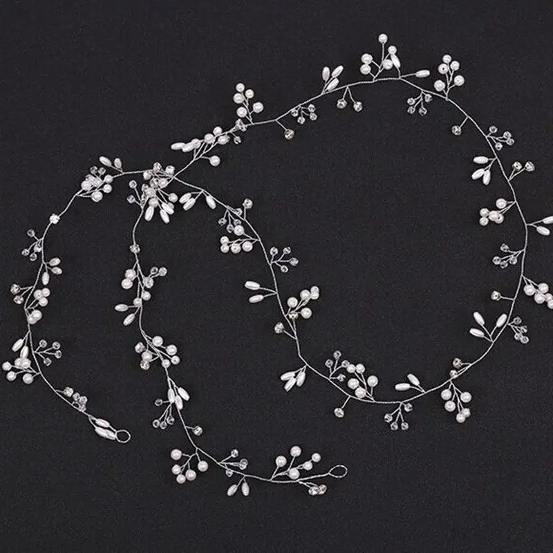 

Pearls Wedding Hair Vine Crystal Bridal Accessories Diamante Headpiece