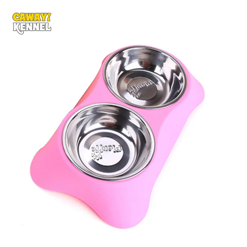 CAWAYI KENNEL Stainless Steel Double Pet Bowls for Dog Puppy Cats Food