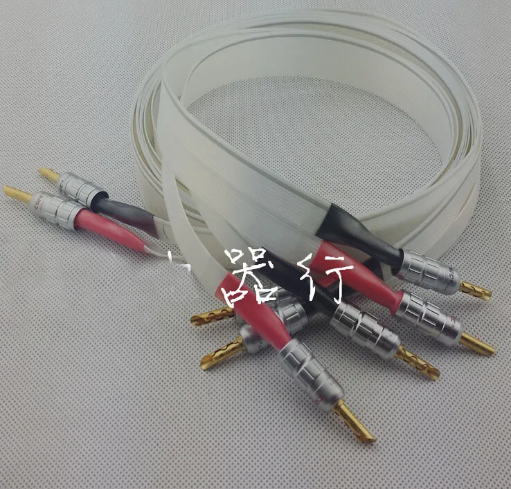 

pair Hifi audio silver speaker cable 2.5M length with CMC banana terminal plug 60 core