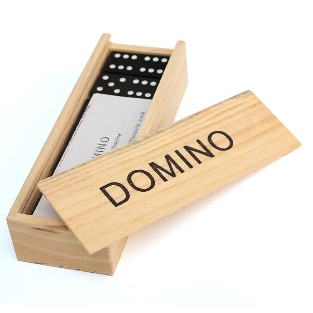 1 Set Of 28 PCS Vintage Travel Domino Game Toy Wooden Box Traditional Board Kids Educational Toy Xmas Gift Vintage Domino Set