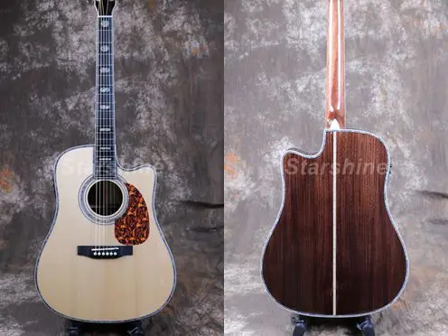 

Starshine 6 Strings Scalloped X-bracing Acoustic Guitar ZZ-EC45 Fishman 101 EQ , Solid Top, Bone Nut&Saddles Abalone