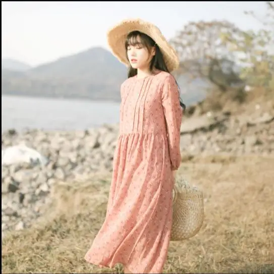 Милое Платье Мори для девушек 2019 Boho весенне летнее платье женщин розовые длинные