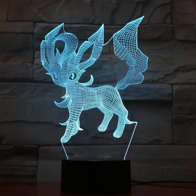 Креативная 3D лампа Покемон фигурки Eevee Leafeon ночной Светильник RGB светодиодный многоцветный мультяшный детский подарок Детская игрушка мальчик гаджет