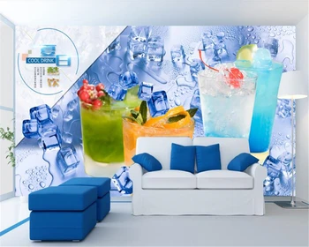 

beibehang Vinyl wall Custom fashion large wallpaper summer cold drink decorative beverage shop background wallpaper wall 3 d