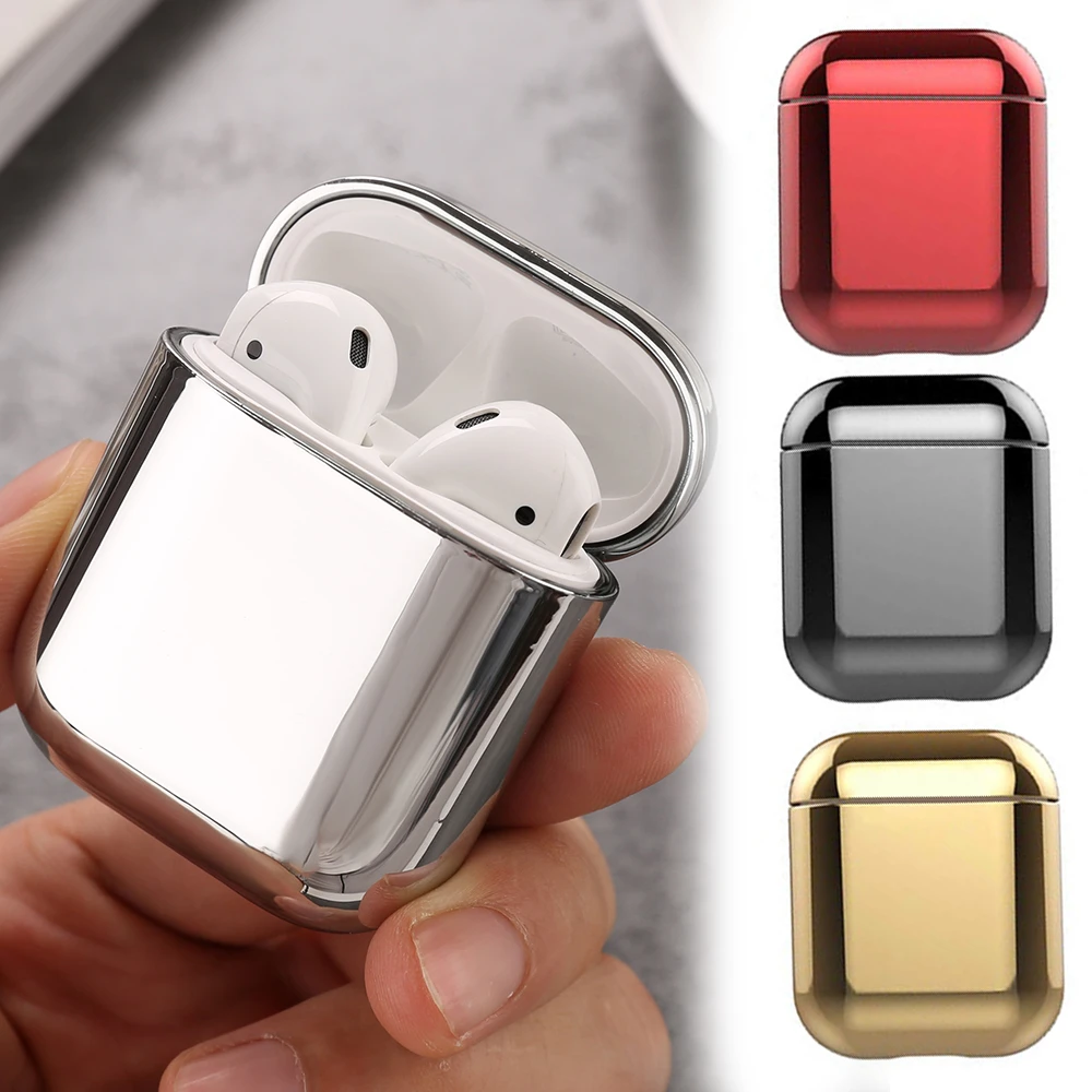 

For Airpods 2 New Electroplated Hard Shell Earphone Shell for Apple Airpods Protective Case Luxury Anti-fall Cover hard shell