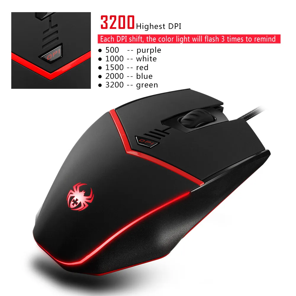 ZELOTES классная игровая мышь Проводная с USB 3200 DPI светодиодный светильник для