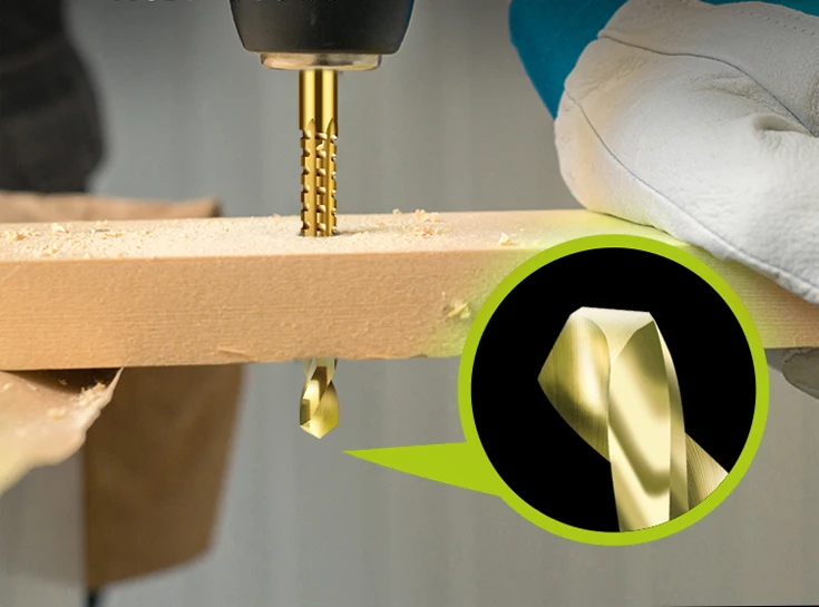 LANNERET 6PCSS Power Drill & Saw Set HSS Steel Titanium Coated Woodworking Wood Twist Drill Bit (6)